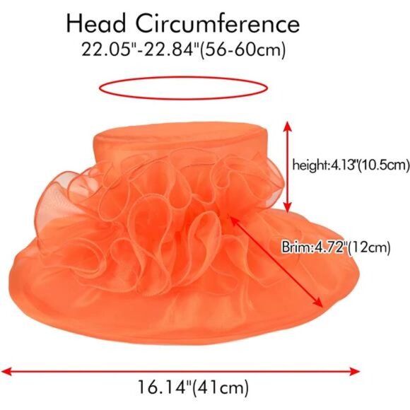 Derby Hats for Women, Classy Organza Sun Hat, Orange main image 4